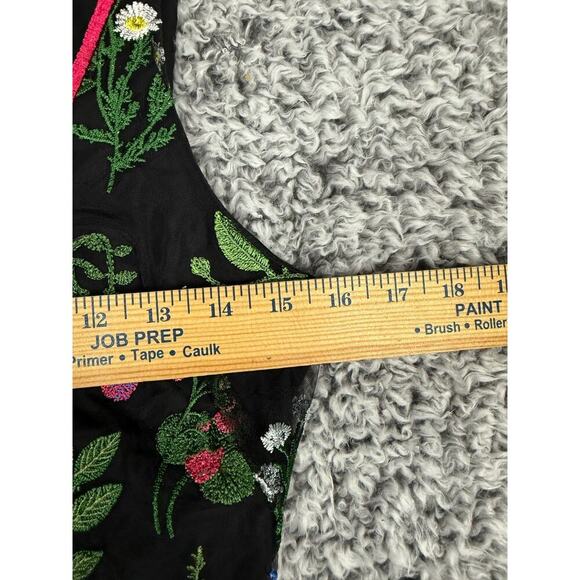 Sam Edelman Botanical Sheer Midi Dress Black with Floral Embroidery Size 0 $168 - Picture 9 of 16